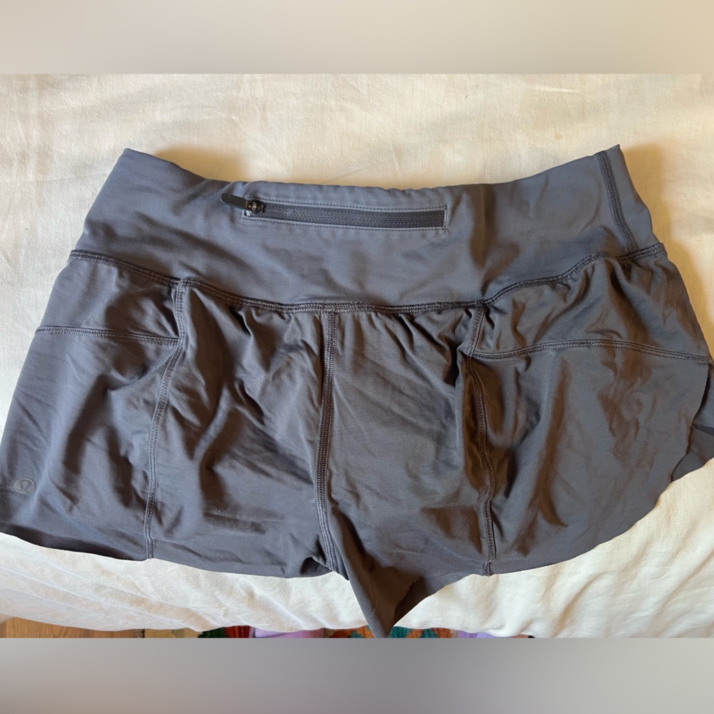 Grey Lululemon running shorts size 4